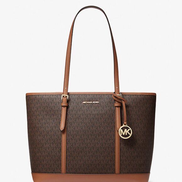 MICHAEL Michael Kors Handbags - MICHAEL Michael Kors Jet Set Travel Large Logo Tote Bag 35T0GTVT3V BROWN
